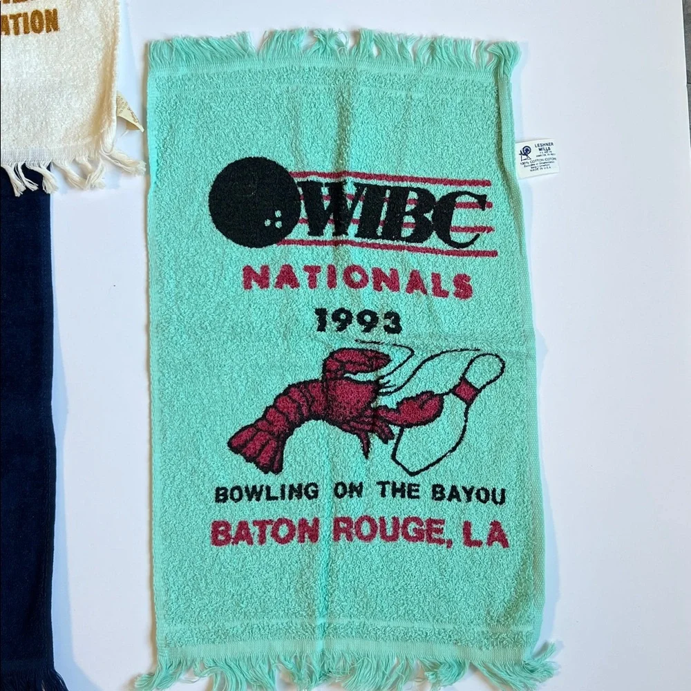 Vintage bowling Towels Set, Illinois, Baton Rouge,Tampa & Buffalo NY